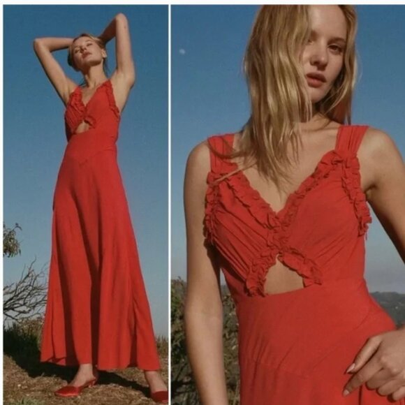 Doen Amoretta Dress Tigerlily Red Cutout Maxi Size XXS - www.confineg.com Doen Amoretta Dress Tigerlily Red Cutout Maxi Size XXS - www.confineg.com